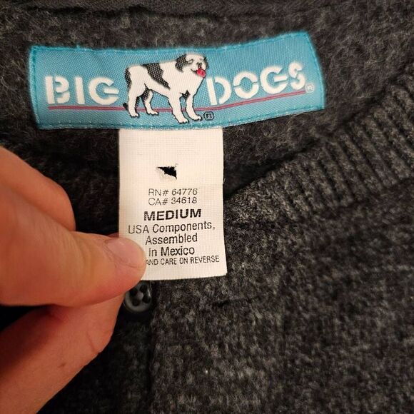 Big Dogs Vintage Black Fuzzy size medium Henley Sweater - Picture 3 of 11